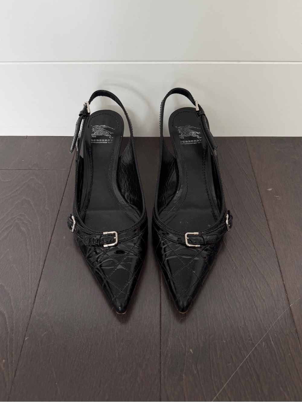 Burberry quilted pointy slingback heels